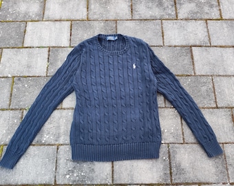Jersey de punto trenzado vintage Ralph Lauren azul marino | Jersey Polo Ralph Lauren | Jersey clásico preppy | Jersey Ralph Lauren de los 90 | Talla M