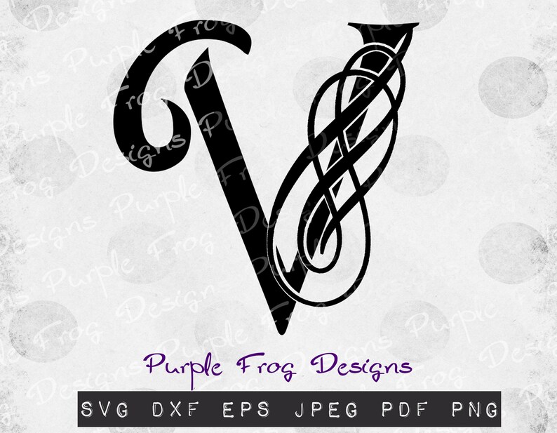 Download V monogram svg filigree monogram scroll monogram script | Etsy