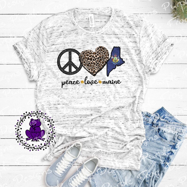 Download Peace love svg Maine svg Maine Flag svg leopard heart | Etsy
