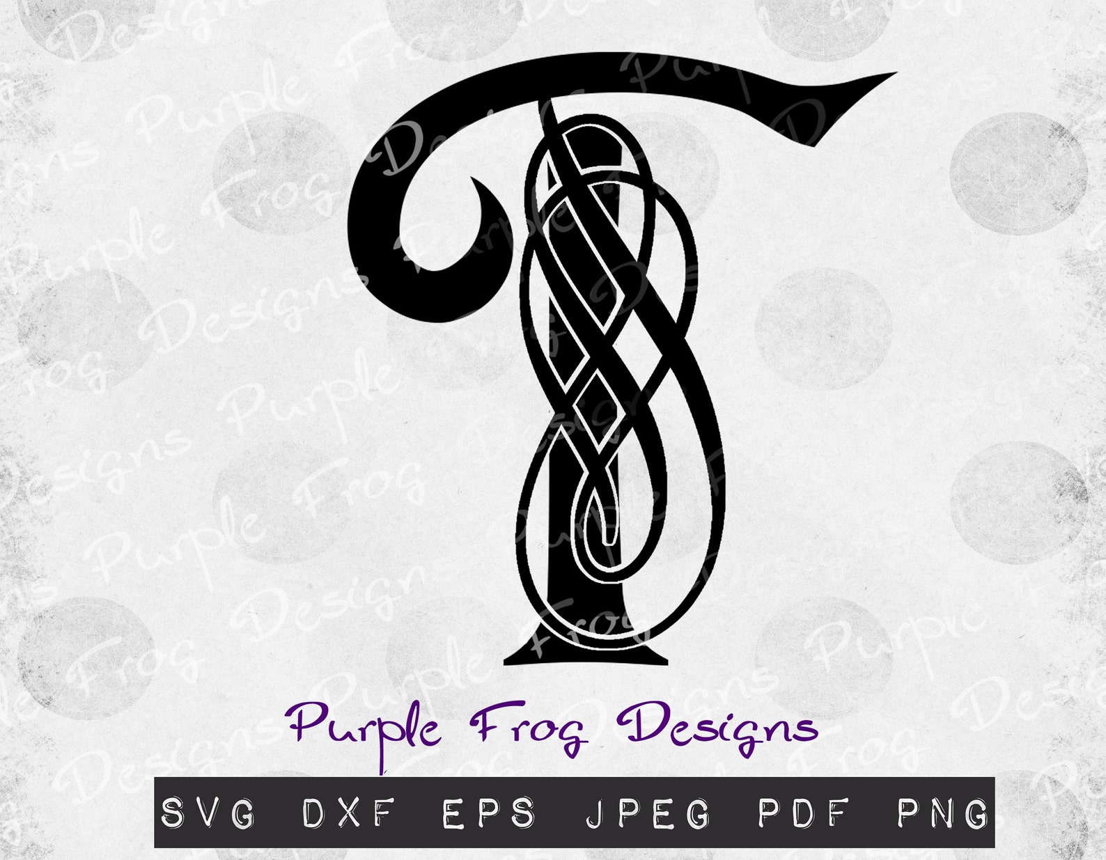 T monogram svg filigree monogram scroll monogram script | Etsy