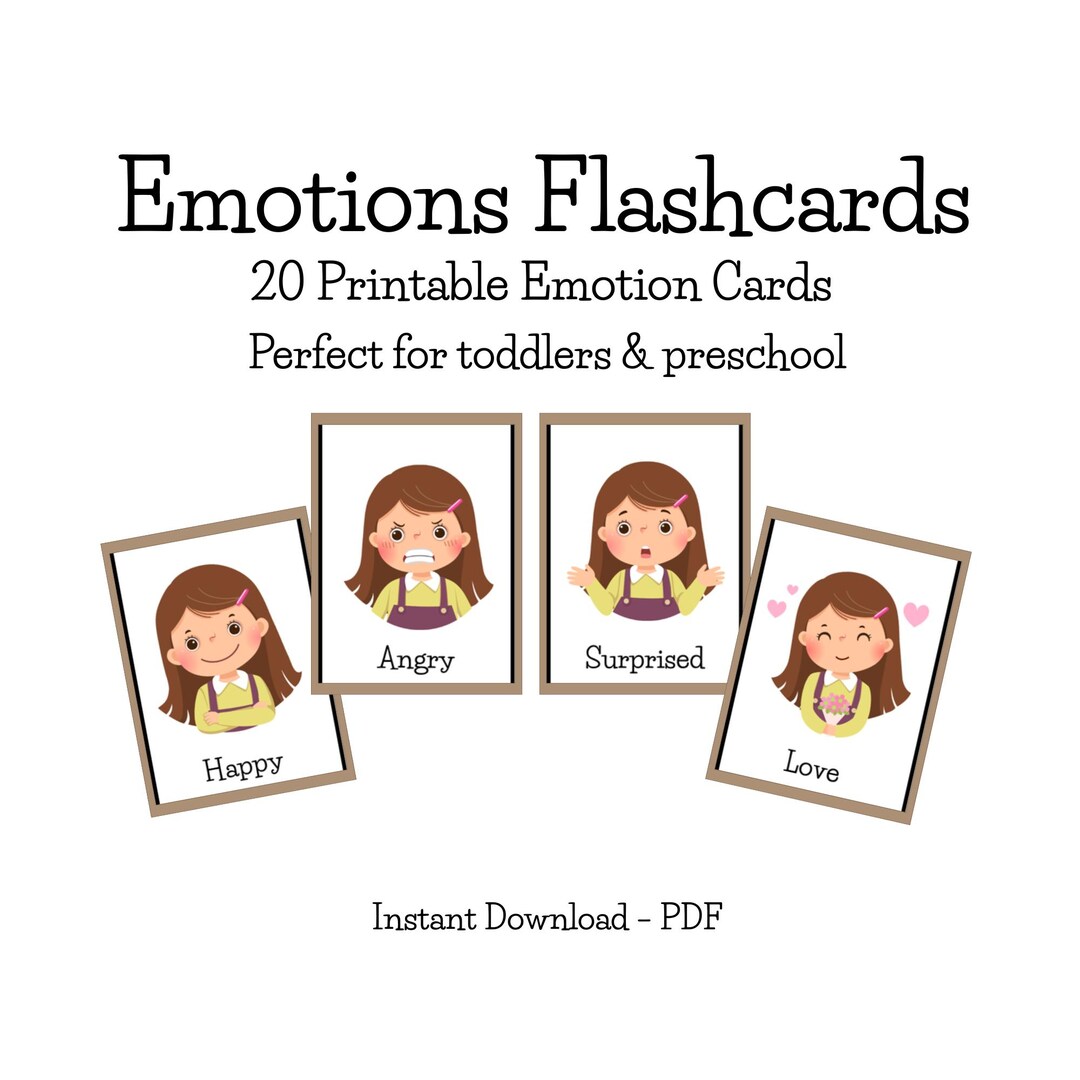 Emotions Flashcards for Kids | 20 Printable Emotion Cards | Feelings ...