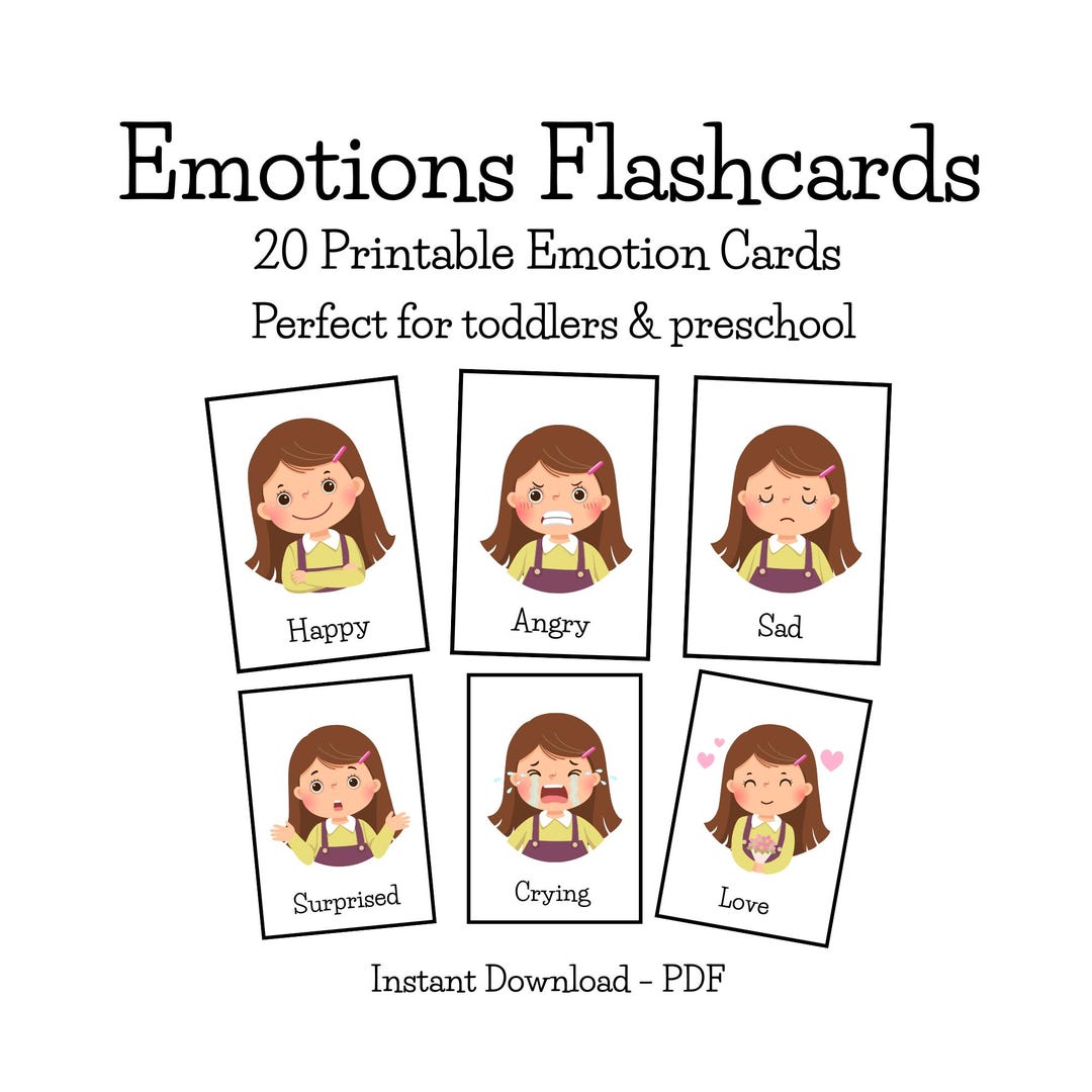 Emotions Flashcards for Kids | 20 Printable Emotion Cards | Feelings ...