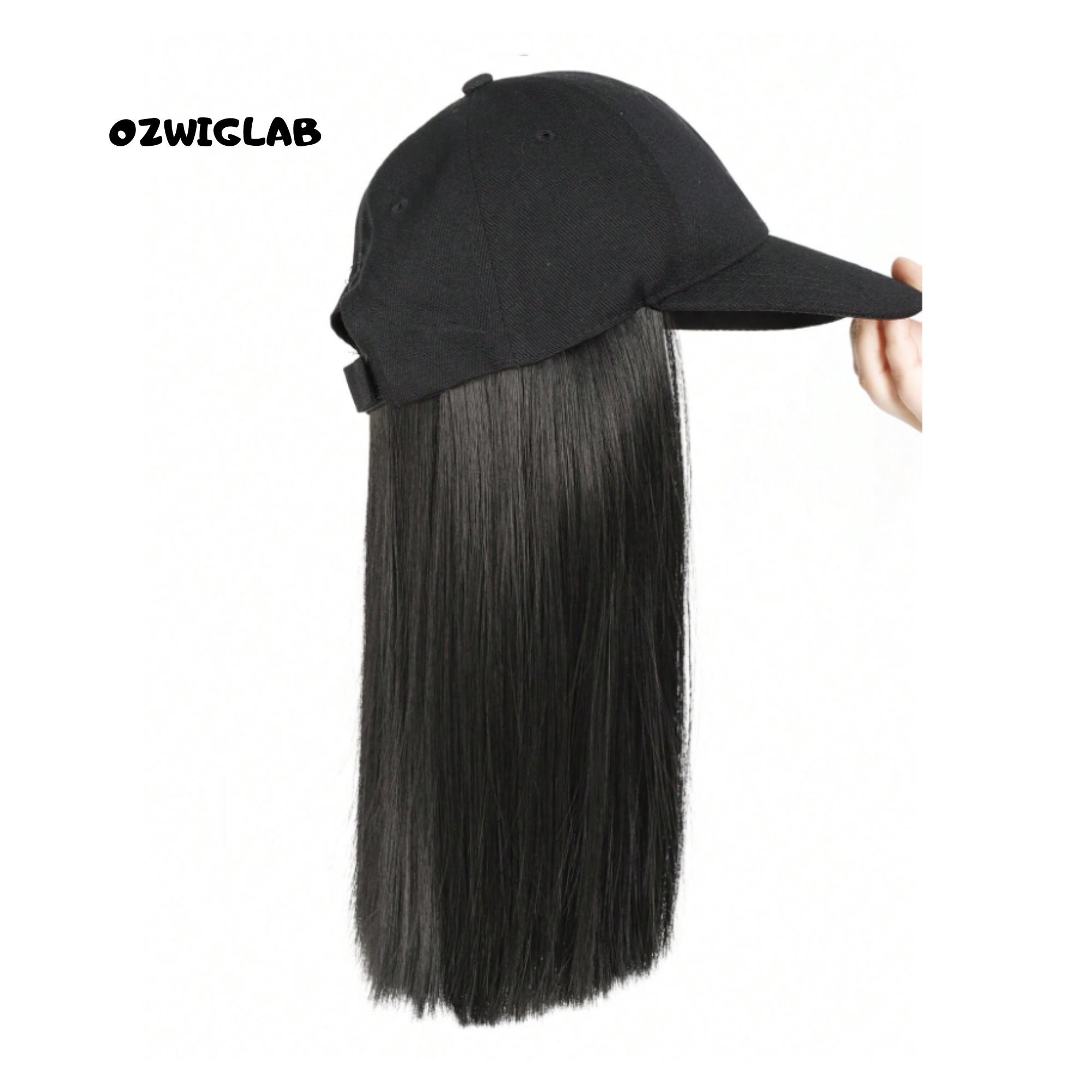 14 Inch Hat Wig Baseball Cap Wig Long Straight Synthetic  display picture 1