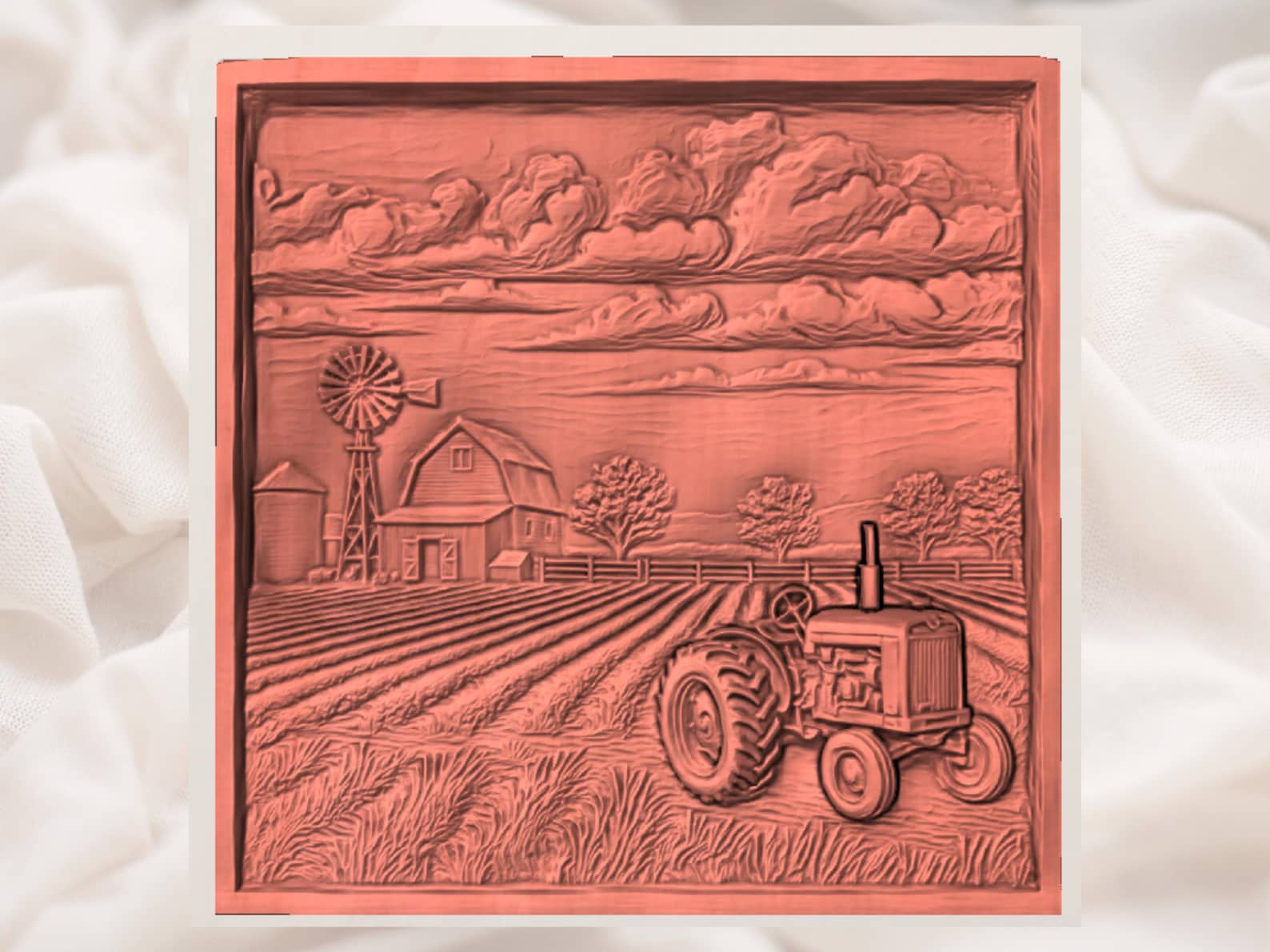 Cnc Router Windmill Sign Farm Tractor 3D Relief STL | Barn Windmill Field Scene CNC Router File ...