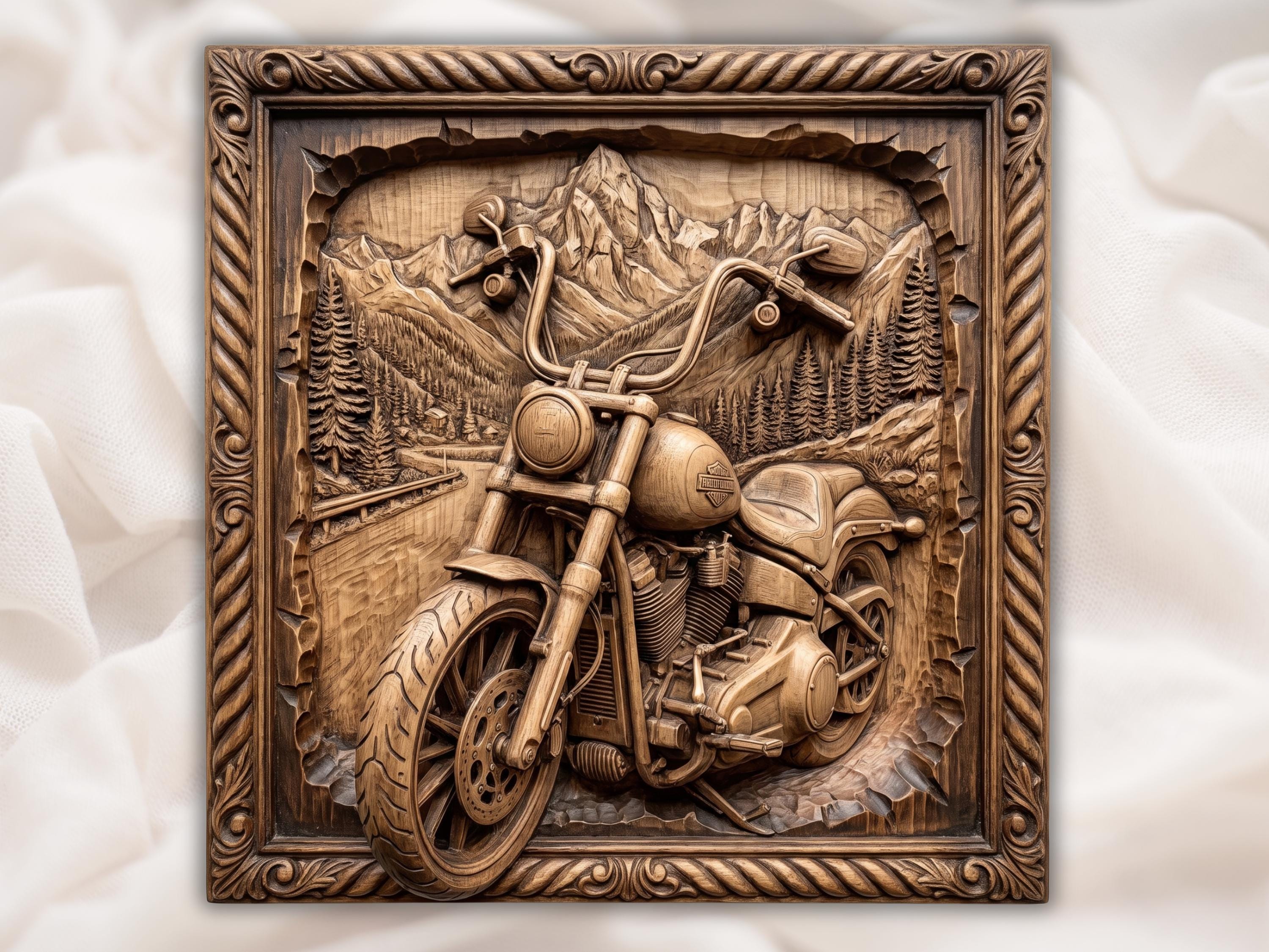 Harley Davidson Wood Carving - Etsy