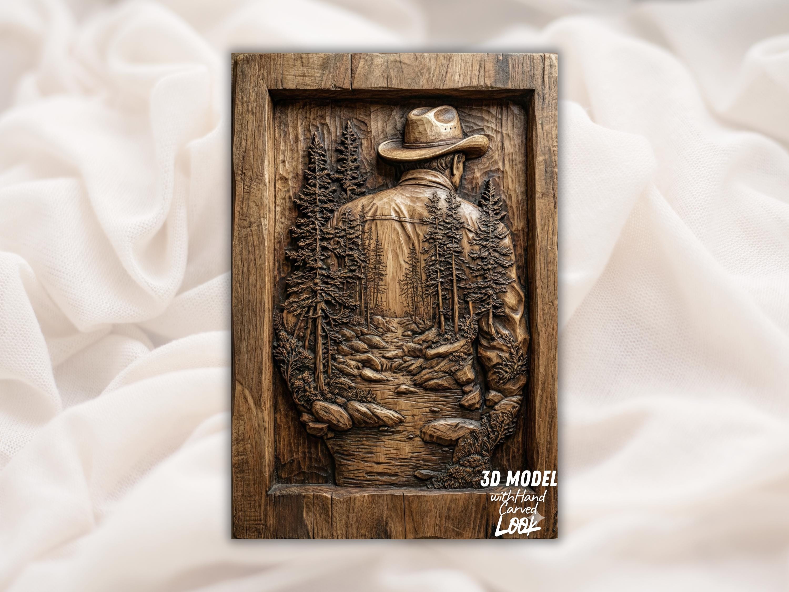 Carved wood cowboy - Etsy 日本
