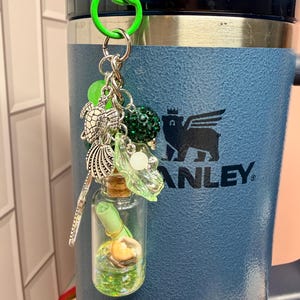Under the Sea Ocean Theme Stanley Tumbler Charm: Message in a Bottle, Silver Mermaid Charms Personalized Gift Hydrojug Decor Accessory image 6