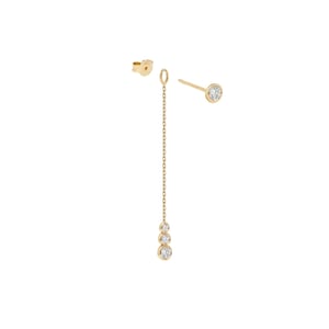 14 kt gouden diamanten hanger met ketting, moissanite druppelinrijger oorbellen, minimalistische ring set studs, sierlijke drievoudige stenen oorbel
