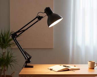 1960s Denmark Mid Century Yellow Architect Lamp, Vintage Desk Lamp