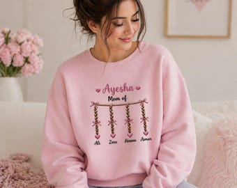 Sudadera para mamá con nombres de niños bordados: Regalo personalizado para el Día de la Madre / Regalo de cumpleaños para mamá