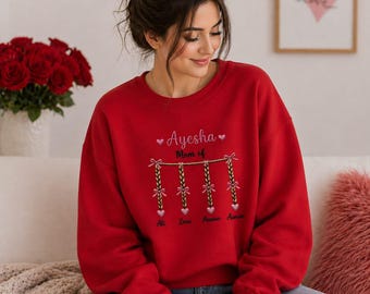 Mom Sweatshirt with Embroided kid Names : Mothers day Gift Custom | Customized Mothers Birthady Gift