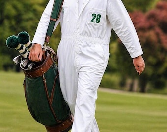 Gold Caddie Jumpsuit Personalized :  Classic White Golf Apparel