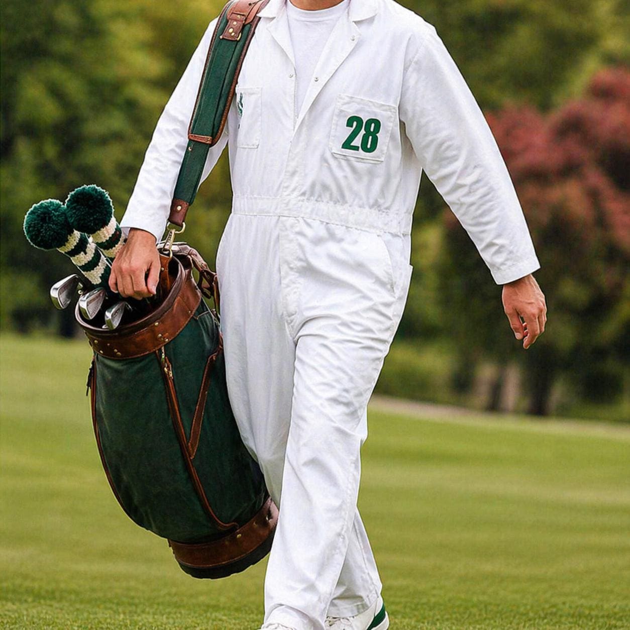 Gold Caddie Jumpsuit Personalized: Classic White Golf Apparel