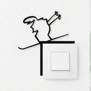 La Linea Skiing Light Switch Decoration, Wall Decor, Minimalist Art, Original and Humorous Design, 3D Line Art, Linea