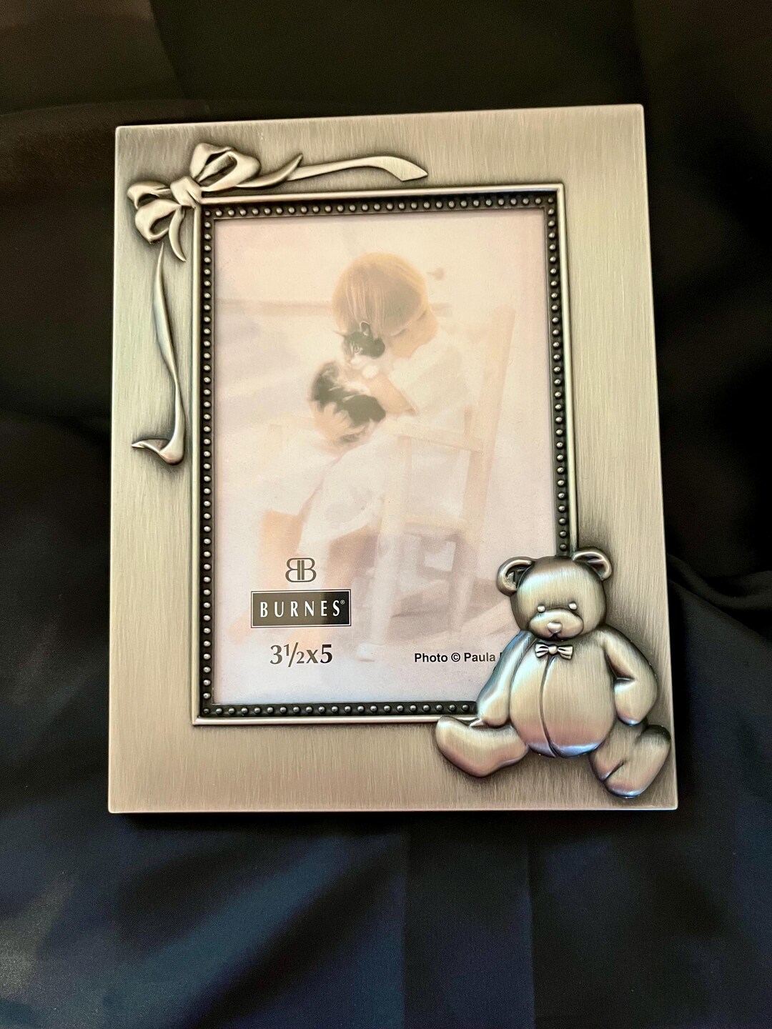 Vintage Burnes Boston Silver Bow Teddy Bear Frame (1997) for Baby Photo ...