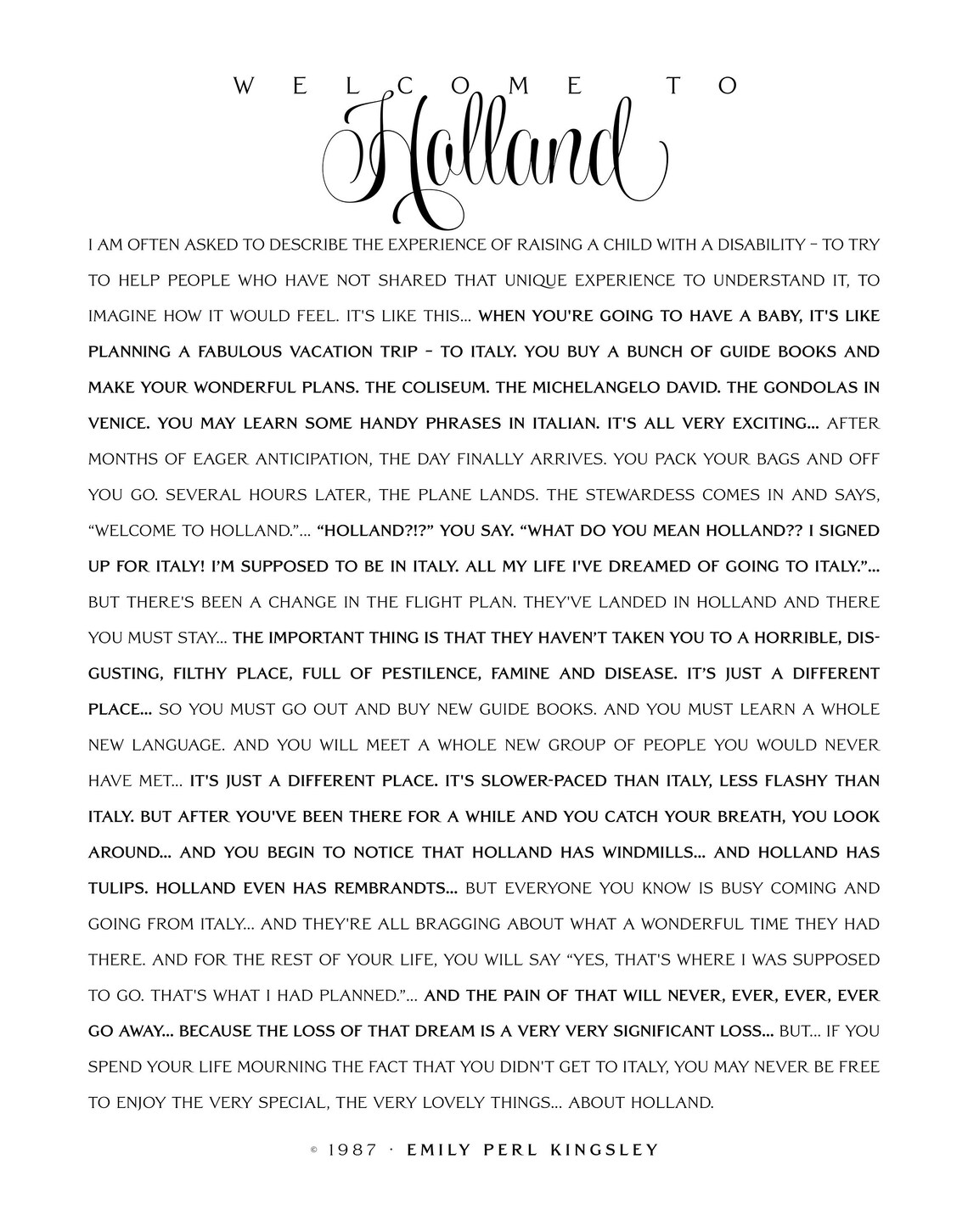 Welcome to Holland - Printable Digital Download - Etsy