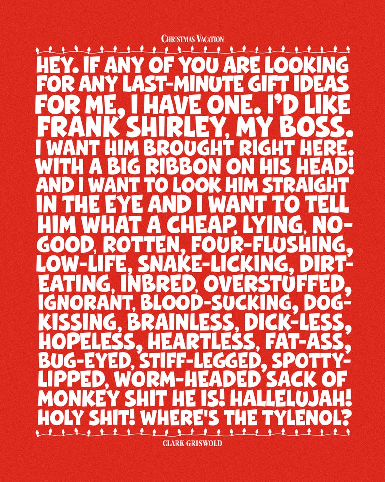 Christmas Vacation Rant Printable.