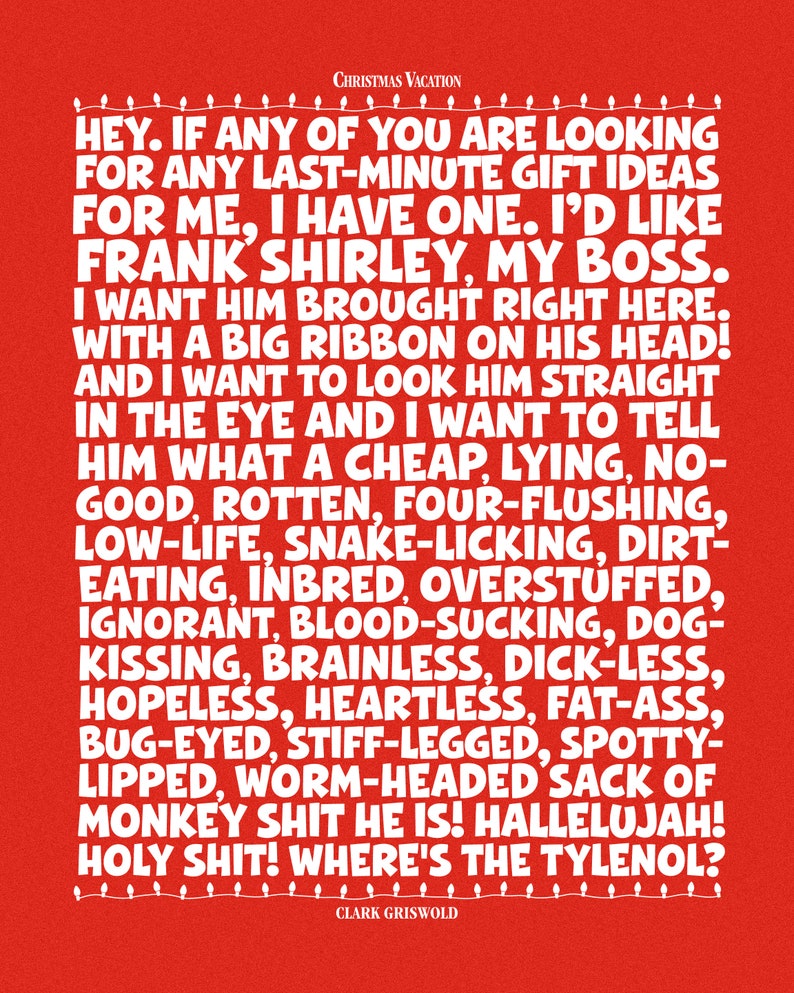 Christmas Vacation Rant Printable.