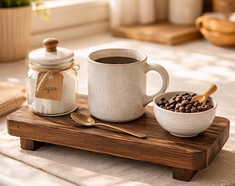 Natural Wood Riser Tray, Farmhouse Kitchen Counter Decor, Bathroom Soap Stand