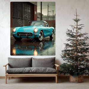Corvette Print C1 1953 Vintage Poster, Digital Download Printable