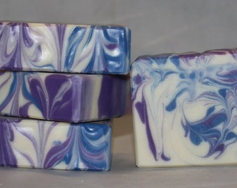 Soap Patchouli Rain Type Scented Soap, Handmade Cold Process Artisan Soap Ready to Ship Handcrafted Purple Blue Soap