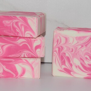 Rose QuartzType Soap Scented Handmade Cold Process Artisan Soap Ready to Ship Handcrafted Bar Soap Hot Pink & White Floral Soap