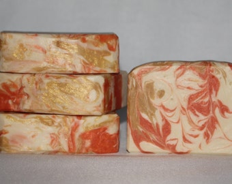 Ginger Peach Soap Bar Luxury Scented Artisan Handmade Shea Butter and Yogurt Hot Process Soap, summer scent Fruit Bar Soap Ready to Ship