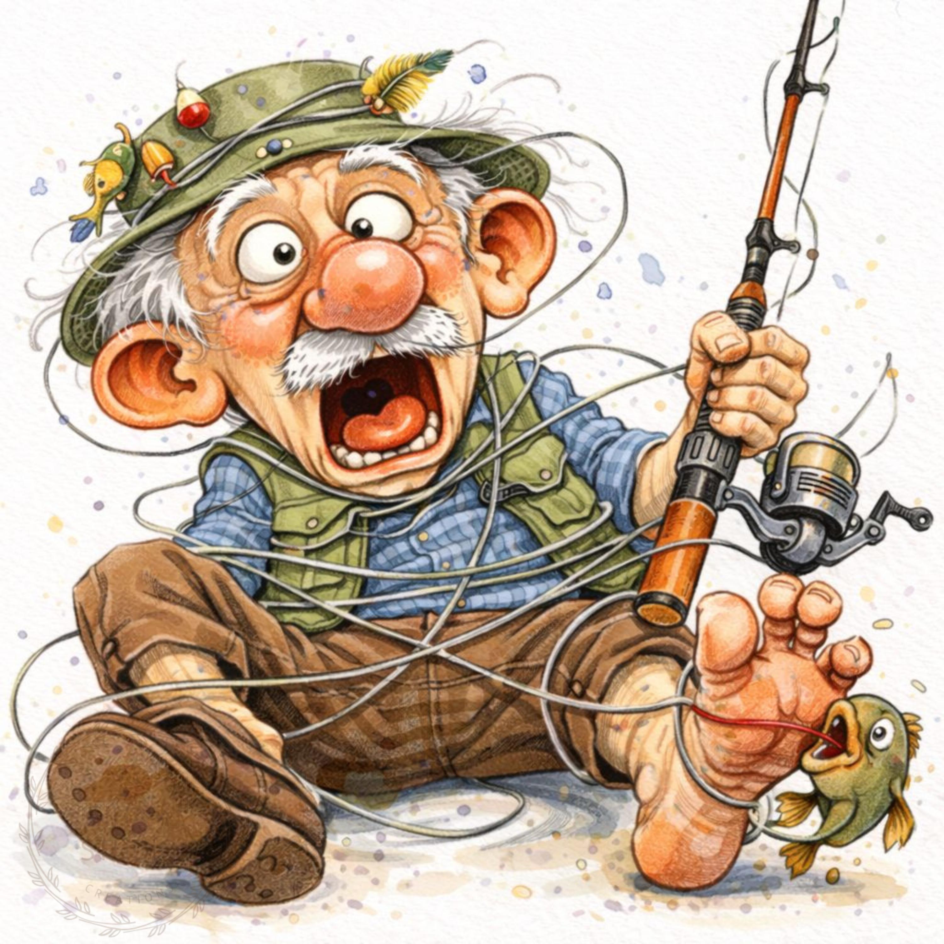 Funny Elderly Caricature Clipart Bundle, Watercolor Grandparents ...