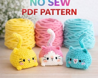 Wzór na szydełkowy kotek bez szycia na amigurumi, przyjazny dla początkujących (wzór w formacie PDF)