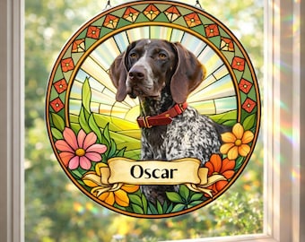 Custom Dog or Cat Portrait Art Suncatcher, Custom Pet Portrait, Stained Glass Dog Memorial, Custom Dog Portrait from Photo,Indoor Decoration
