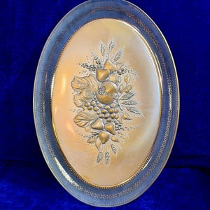 Luxury Italian “ACCA” Oval Opal Glass Tray with “Sterling Silver” Fruit Plaque – Castellani