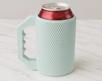 3D-geprint blikje Koozie met handvat, bekerhouder met textuur