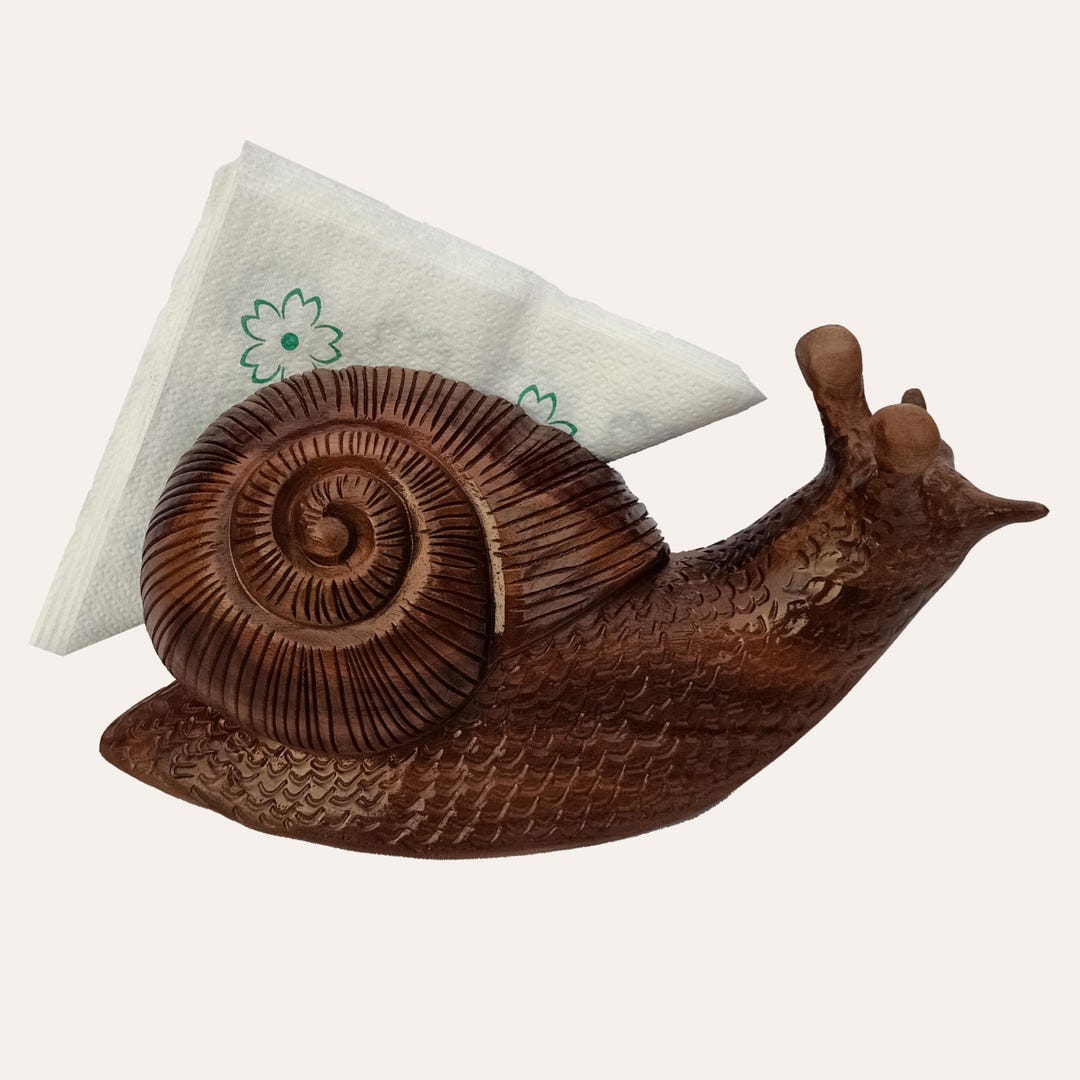 Hand-carved Snail Napkin Holder in Walnut Wood With a Transverse Groove ...