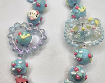 Charakter (Hello Kitty) inspiriert Perlen Schlüsselanhänger / Taschenanhänger