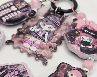 Charakter Bead Schlüsselanhänger: Lustiger Taschenanhänger mit Uhr Zeichen