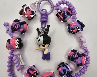 Schlüsselanhänger: Taschenanhänger mit Kuromi inspirierter Figur