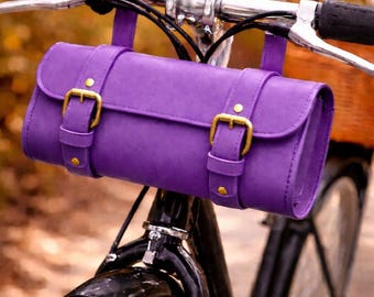 Handmade Leather Bicycle Bag, Retro Handlebar Pouch, Cycling Tool Roll