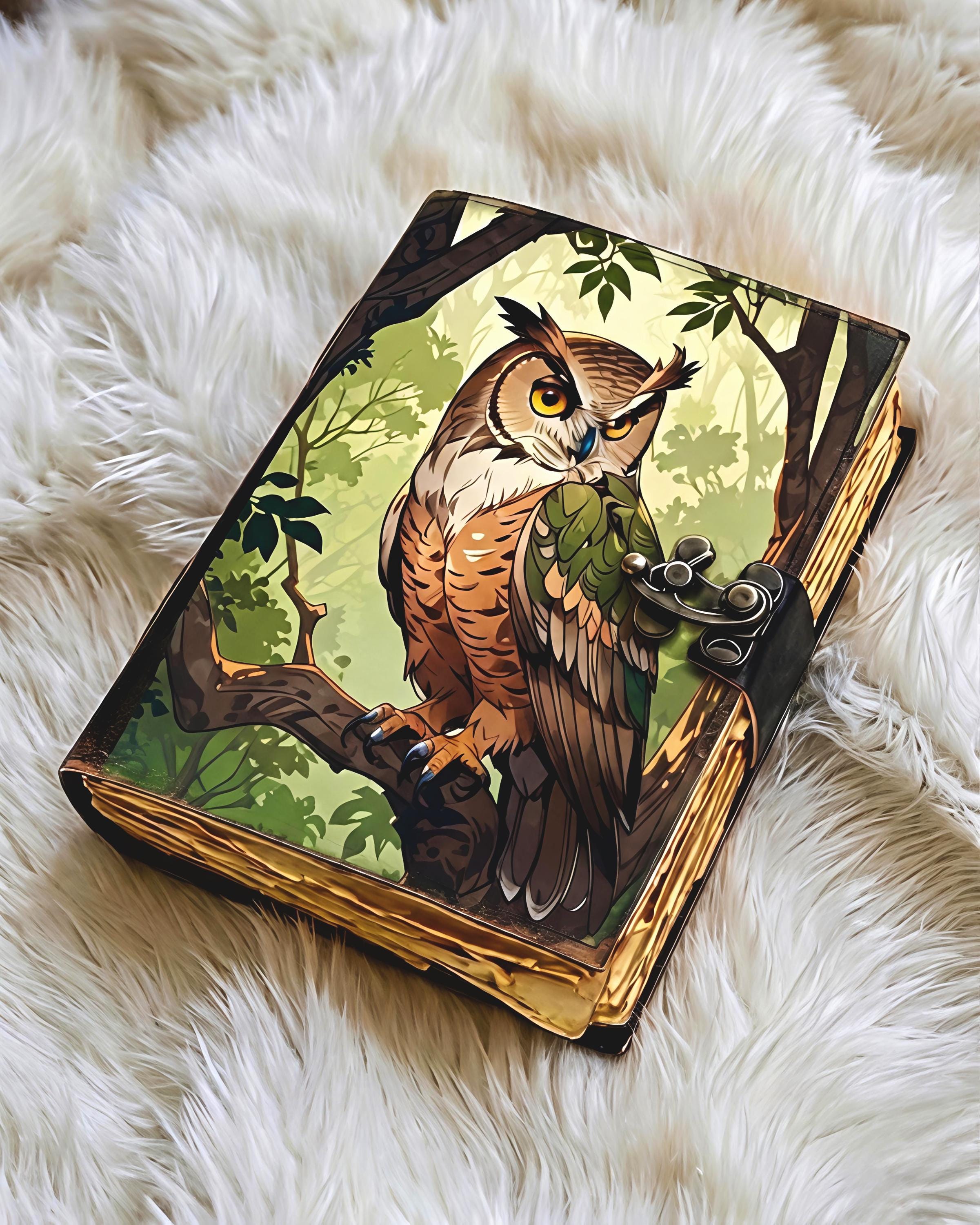 Owl Leather Journal: Forest Nature Art Diary