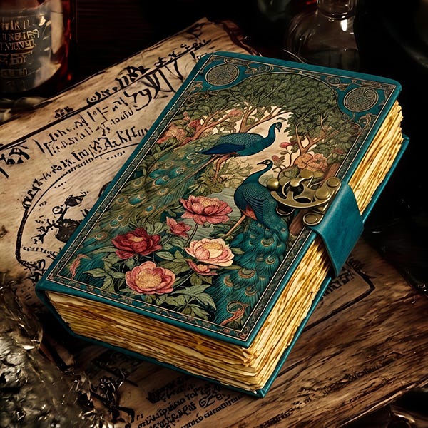 Peacock Leather Journal: Floral Vintage Diary