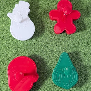 Vintage Christmas Cookie Cutters Set, Santa Snowman Gnome Gingerbread Plunger Molds