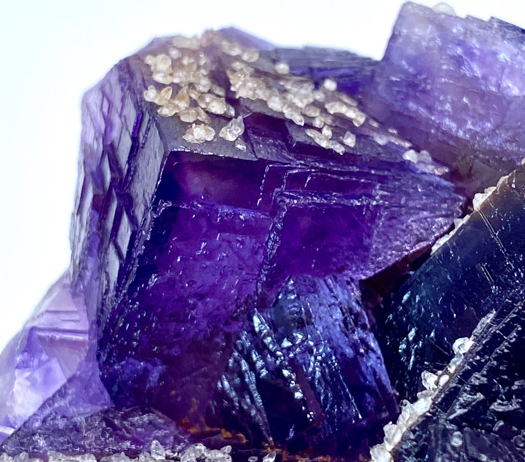 675 Gram Natural Top Blue Phantom Cubic Fluorite With Calcite Specimen ...
