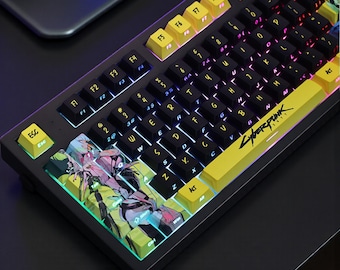Cyberpunk Edgerunners-toetsenset: dubbele legende, 130 toetsen PBT ASA-profiel