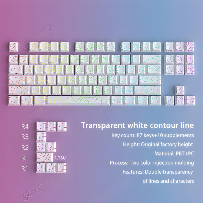 Side Engraved Contour 4.0 Keycap Set – 97 Keys PBT Translucent Keycaps ...
