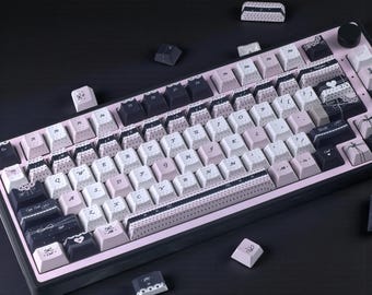 PBT-keycaps in lolitastijl – Cherry MX Keycap MOA-profiel, blauwroze aangepaste set