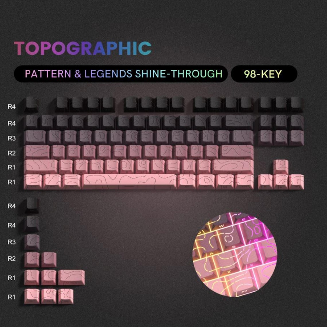 Side Engraved Contour 4.0 Keycap Set – 97 Keys PBT Translucent Keycaps ...