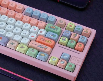 Smiley Face Custom Keycaps, PBT Keycap Gaming, XOA-profiel: 146 toetsen