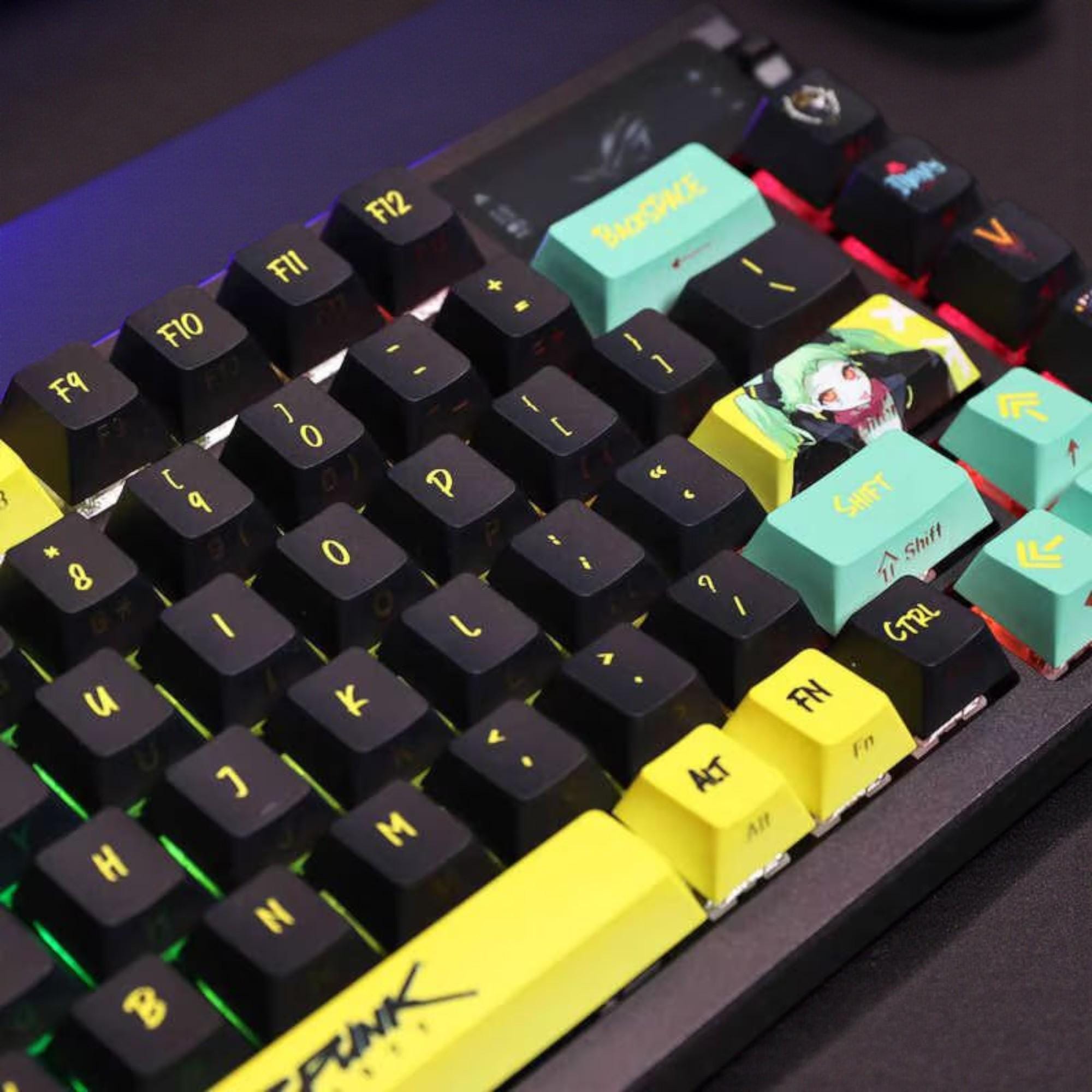 Cyberpunk Edgerunners Keycaps Set – Dual Legend, 130 Keys PBT ASA ...