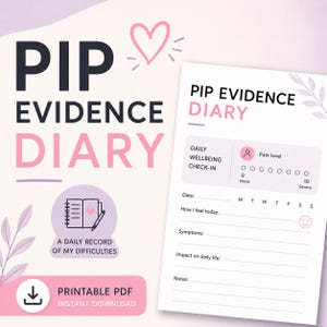 PIP Evidence Diary | Daily Living Difficulties, Medication, Appointment Tracker (PDF)