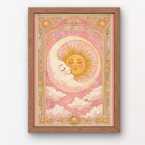 Tarot Card Print The Audacity Poster, art deco geometric wall art, Sun Moon Tarot Art, Feminist Wall Art PDF, Witchy Dark Academia Decor