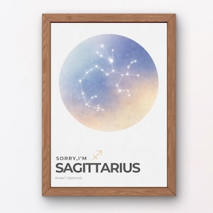Sagittarius Birthday Gift for Her – Zodiac Wall Art Printable, Funny Constellation Poster, Modern Boho Decor, gradient star,Digital Download